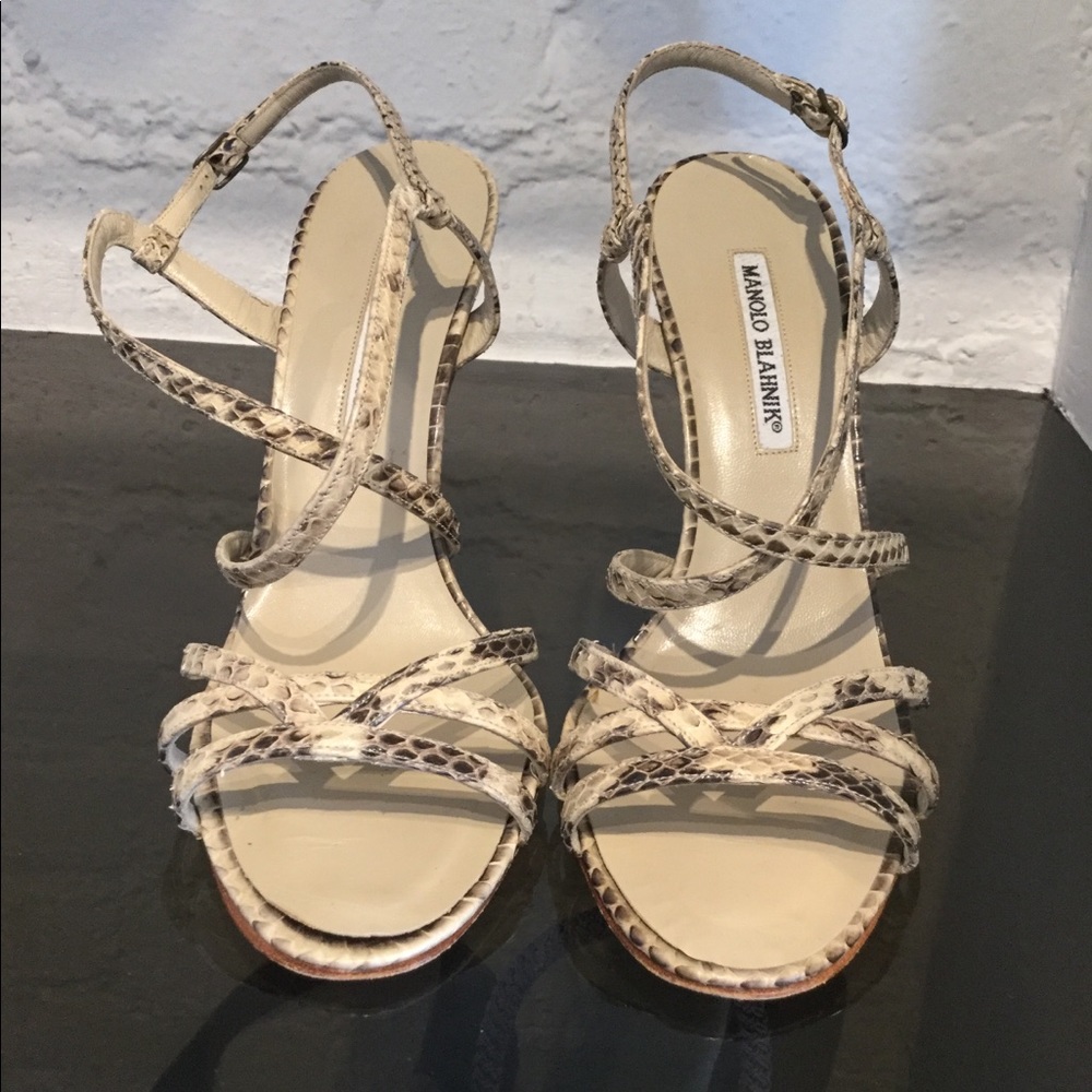 Manolo snake sling back heel